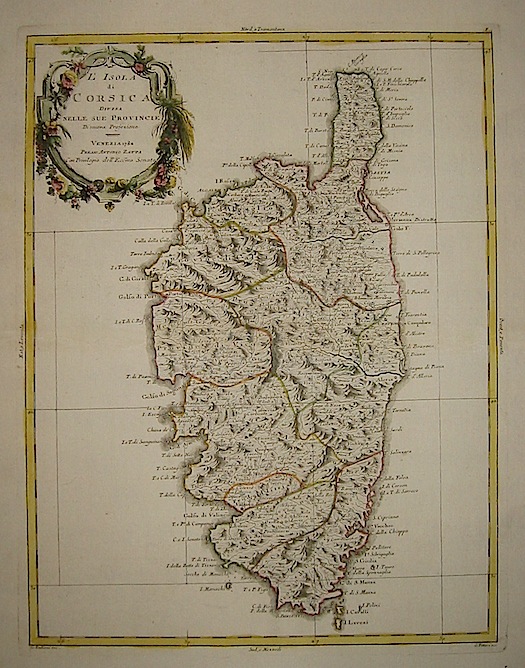 Zatta Antonio (1722-1804) L'Isola di Corsica divisa nelle sue provincie 1782 Venezia